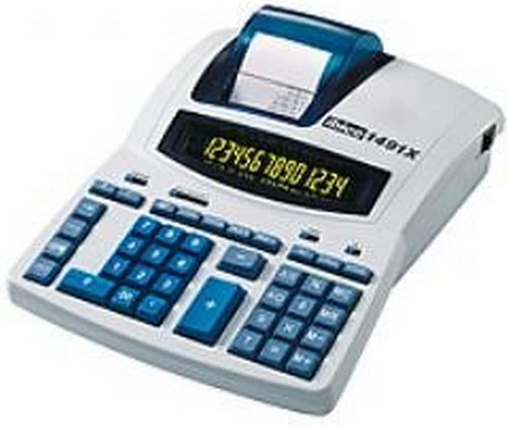 Rexel IB404207 Desktop Calculator 1491X with Mains Connection, 230 x 300 x 92 mm, Negative Numbers in Red, Two-Tone Display, Light Grey/Blue