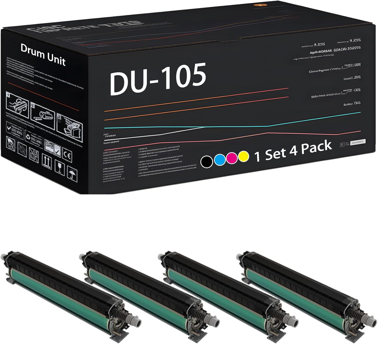 UVUMB Compatible with Konica Minolta DU-105 Drum Unit Work for Konica Minolta bizhub Press C1060 C1070 C71hc Printers, with Chip, High Yield 420000 Pages, High-Definition Printing (4-Pack BK/C/M/Y)
