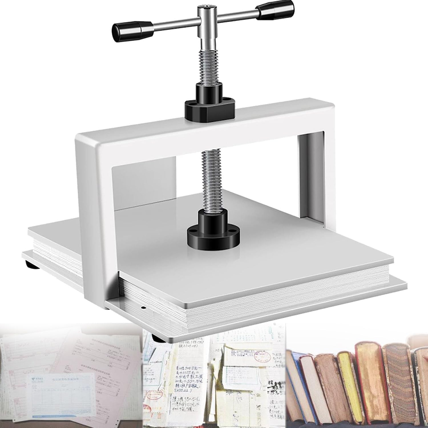 Bookbinding Press Machine - A4/A3 Flat Paper Press, Heavy Duty Book Flattener with Double Balance Rod for 3306lbs (1500kg) Pressure - Manual Nipping and Binding