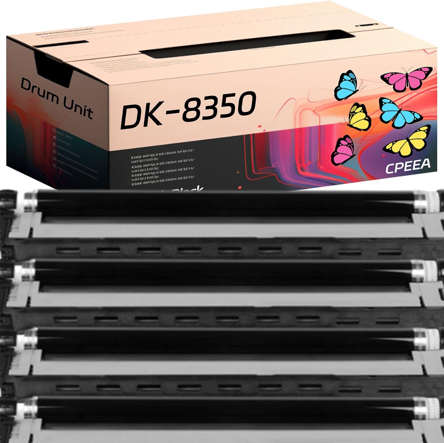 Compatible for Kyocera DK-8350 Drum Unit Work for Kyocera TASKalfa 2552ci 2553ci 3252ci 3253ci Printers, with Chip, High Yield 250000 Pages, Clear Printing (4 Pack Black)