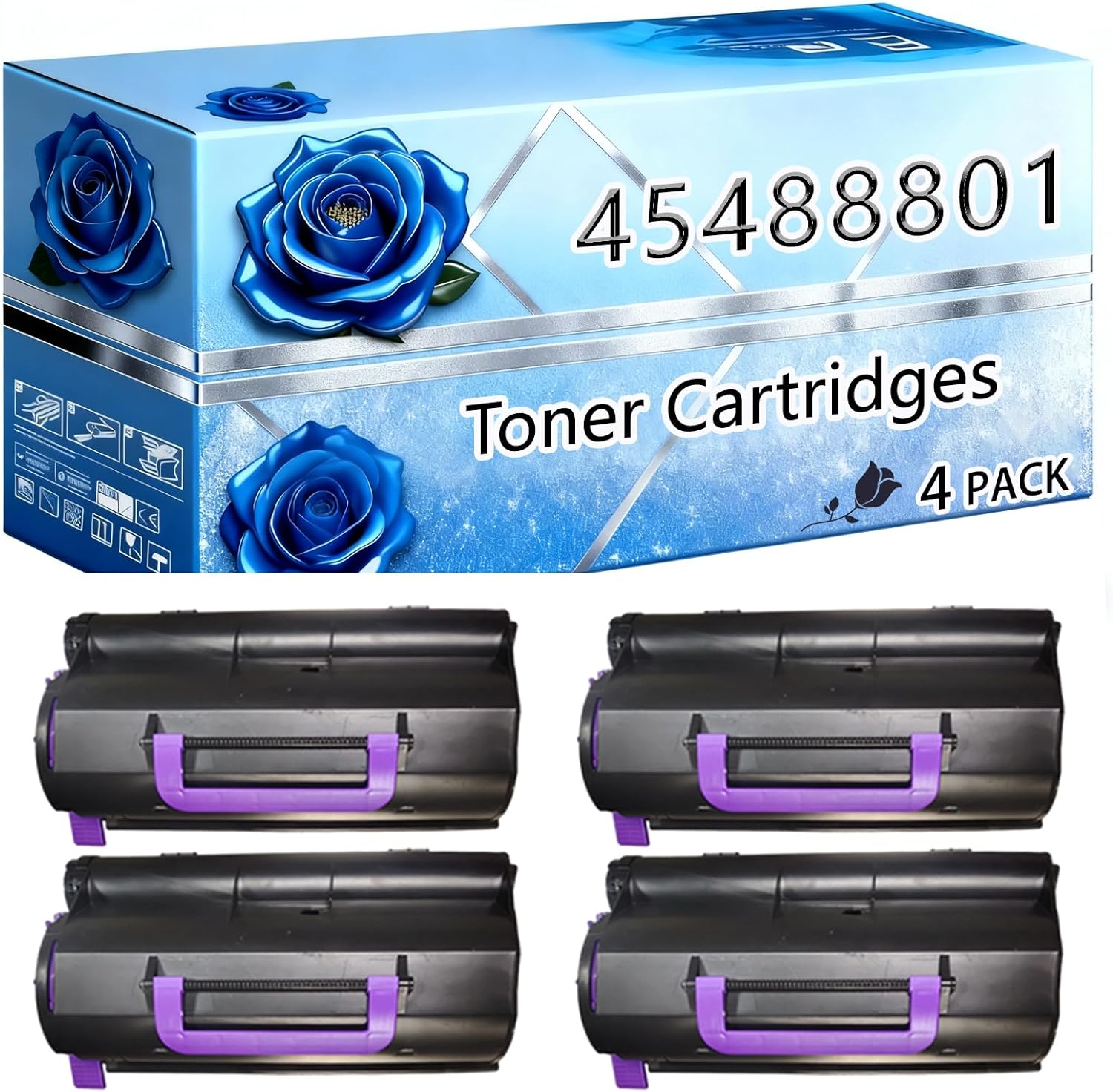 BIVOL Compatible Toner Cartridges Replacement for Okidata OKI 45488801 High Yield 28000 Pages B721DN B731DN Printers (4 Pack Black)