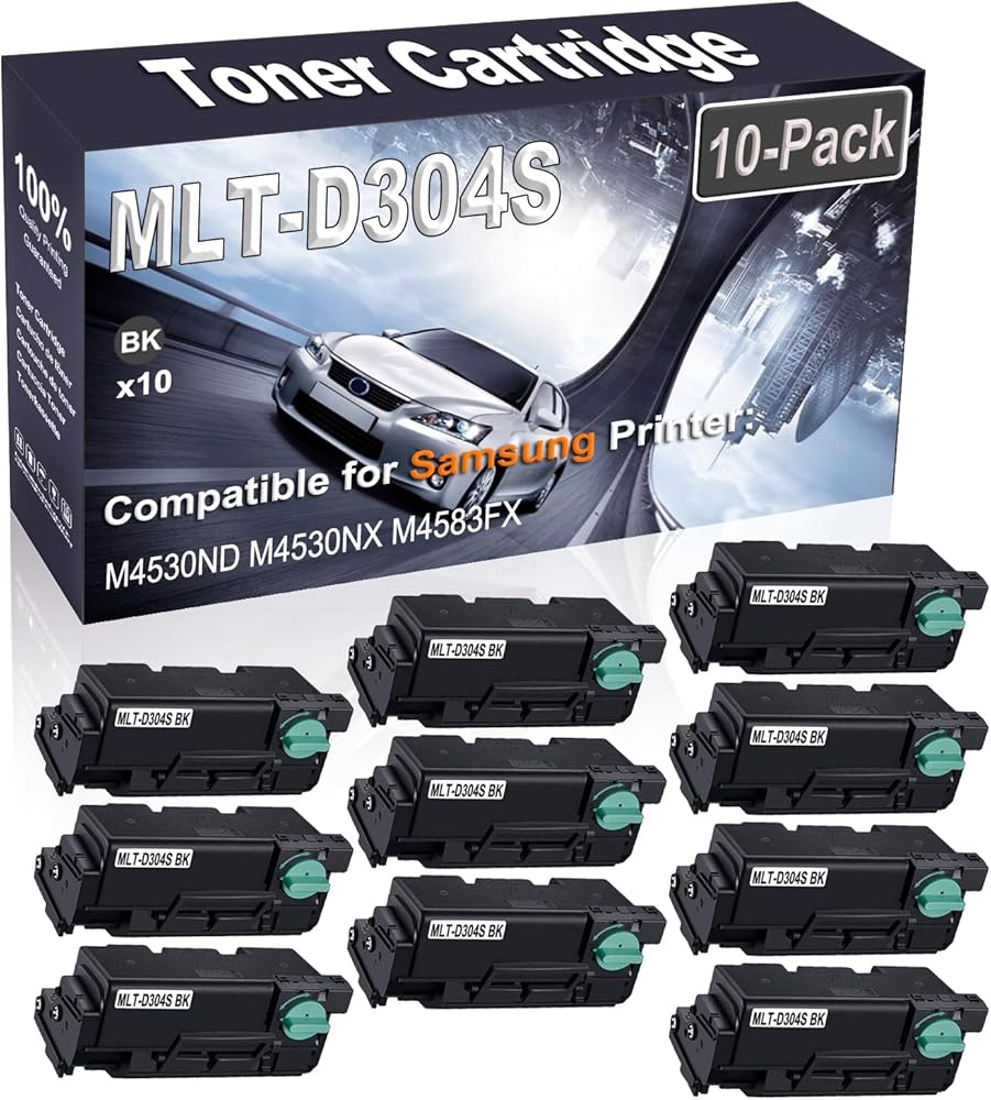 10-Pack (Black) Compatible M4530ND M4530NX M4583FX Laser Printer Cartridge (High Capacity) Replacement for Samsung 304S MLT-D304S Printer Cartridge