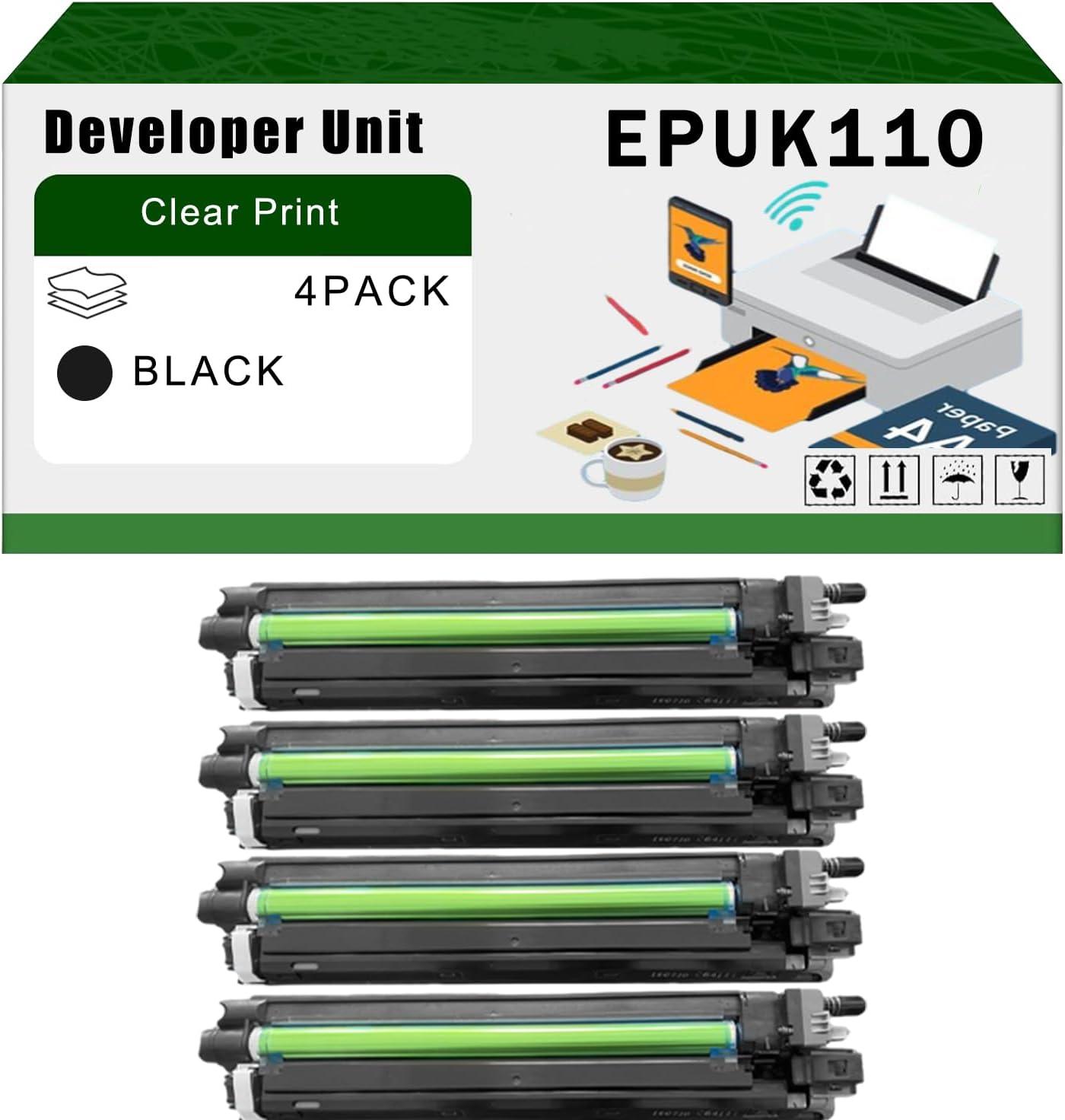 AGNNQ Compatible for Toshiba EPUK110 Developer Unit E Studio 5015AC 4515AC Printers, High Yield 200000 Pages Bright Clear Colors (4 Pack Black)