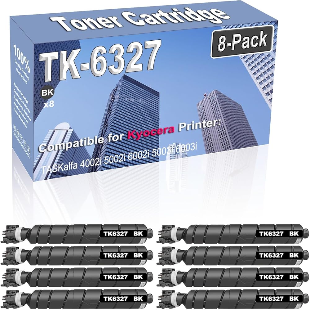 Credibility Store 8-Pack Compatible High Capacity TK6327 TK-6327 TK-6327K 1T02NK0US0 Printer Cartridge use for Kyocera TASKalfa 4002i 5002i 6002i 5003i 6003i Toner Cartridge (Black)
