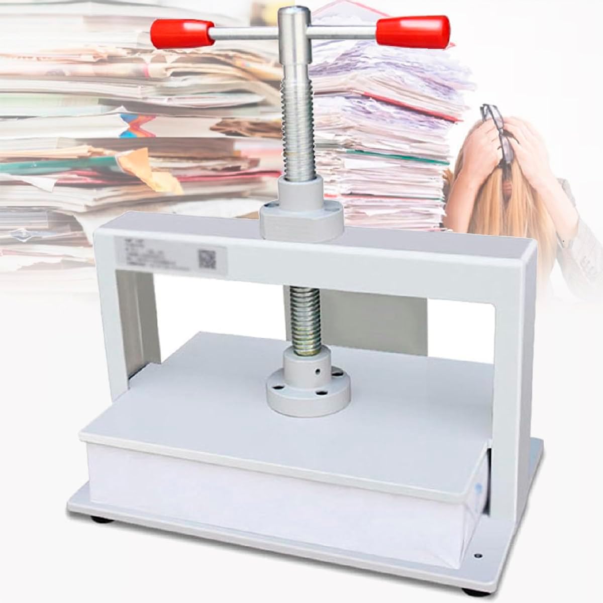 XUXIAO Heavy Duty Bookbinding Press Machine for Flattening Papers and Nipping Books Flat Paper Steel Press Machine, for Commercial Financial Documents