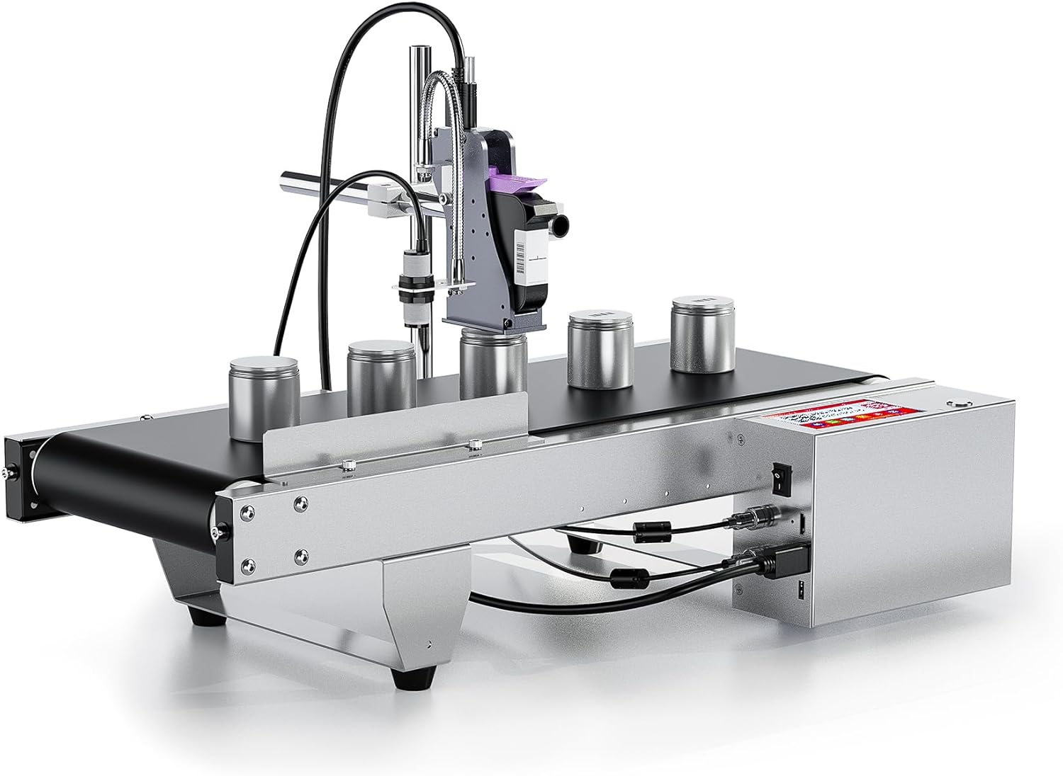 TIJ228 Inkjet Coding Machine with Mini Conveyor Belt, 2-12.7mm Industrial Online Inkjet Printer with 42ml Original Quick-Drying Ink for Expiry Dates,Batch Numbers,Barcodes,QR Codes,Logos,Labels