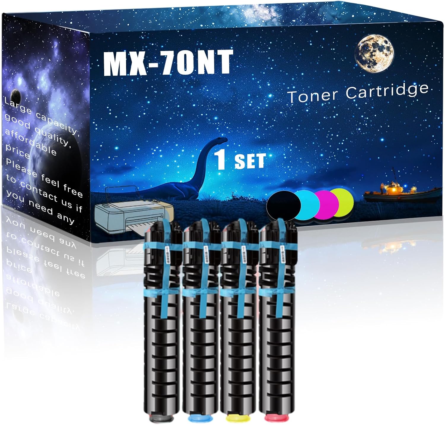MUCQL MX-70NT Toner Cartridge Compatible for Sharp MX-5500N MX-6200N MX-7000N Printers,with Chip Large Printing Demands (Multicolor)