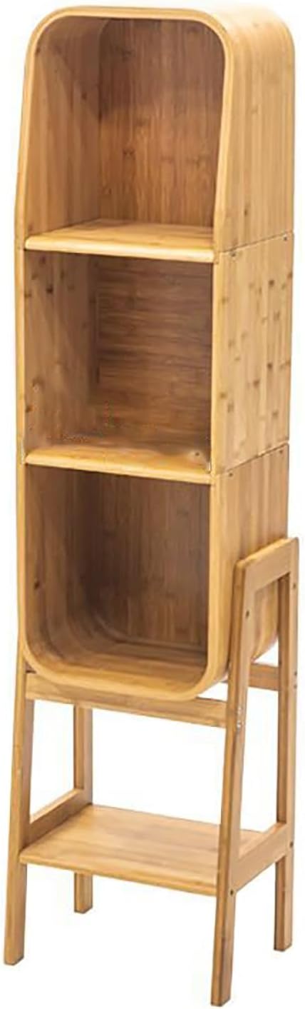 Bookshelf, Bamboo Bookcase with Legs, Freestanding Book Display Bookshelves, Shelf with Open Storage Compartment, for Bedroom Living Room(57.2in/145.5cm)