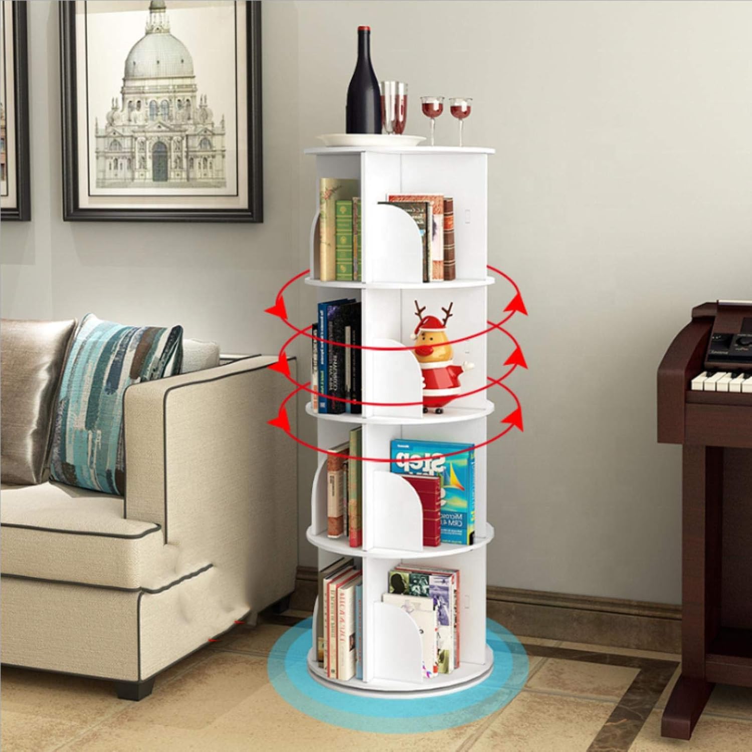 GaRcan Household Space Saving Floor Standing Multi-Function and Simple Rotating no Formaldehyde Bookshelf Children Bookcase