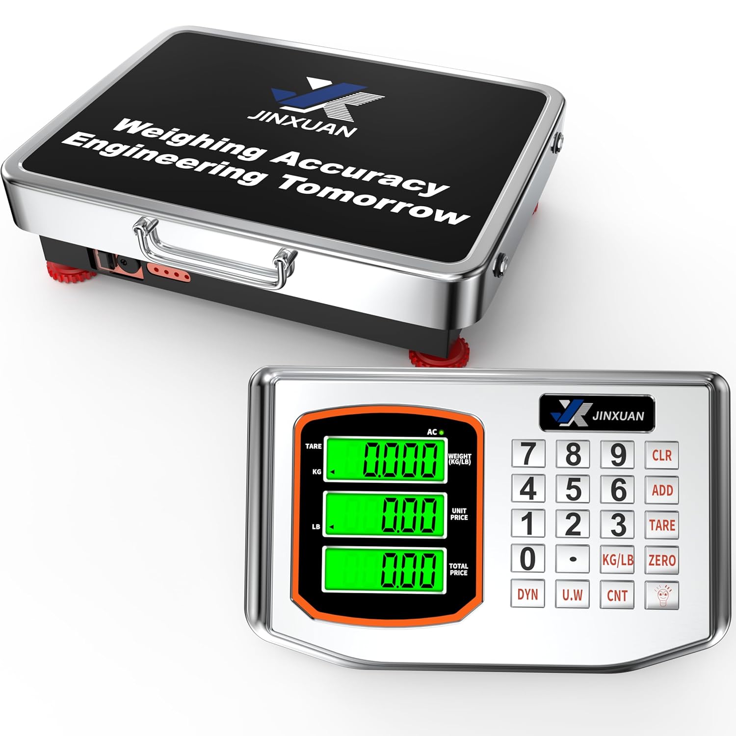 JINXUAN Shipping Scale, 440 lb High Accuracy Digital Postal Scale, Postage Scale, Wireless LCD Display, Hold/Tare Function, Lightweight Scale for Packages/Luggage/Pet, Battery & AC Adapter