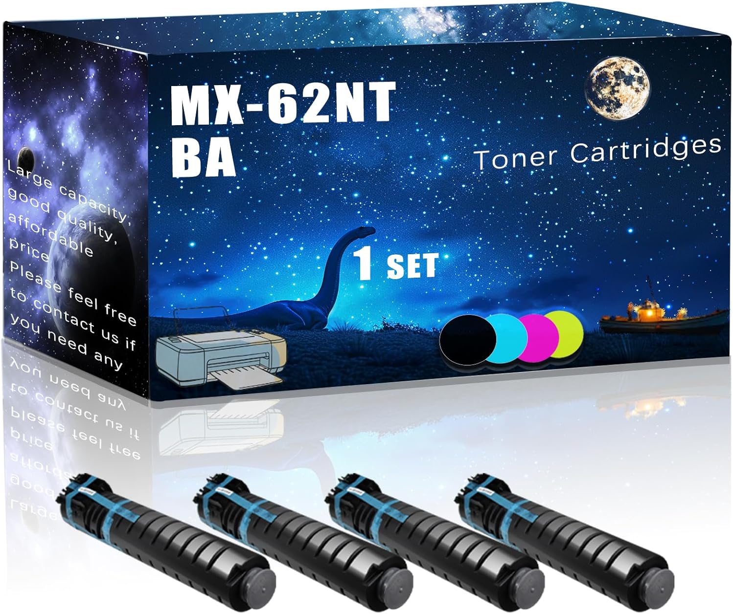 MUCQL MX-62NTBA MX-62NTCA MX-62NTMA MX-62NTYA Compatible Toner Cartridges Replacement for Sharp High Yield Compatible MX-7500N MX-7580N MX-7040N Printers, Meet Printing Needs (4-Pack BK/C/M/Y)