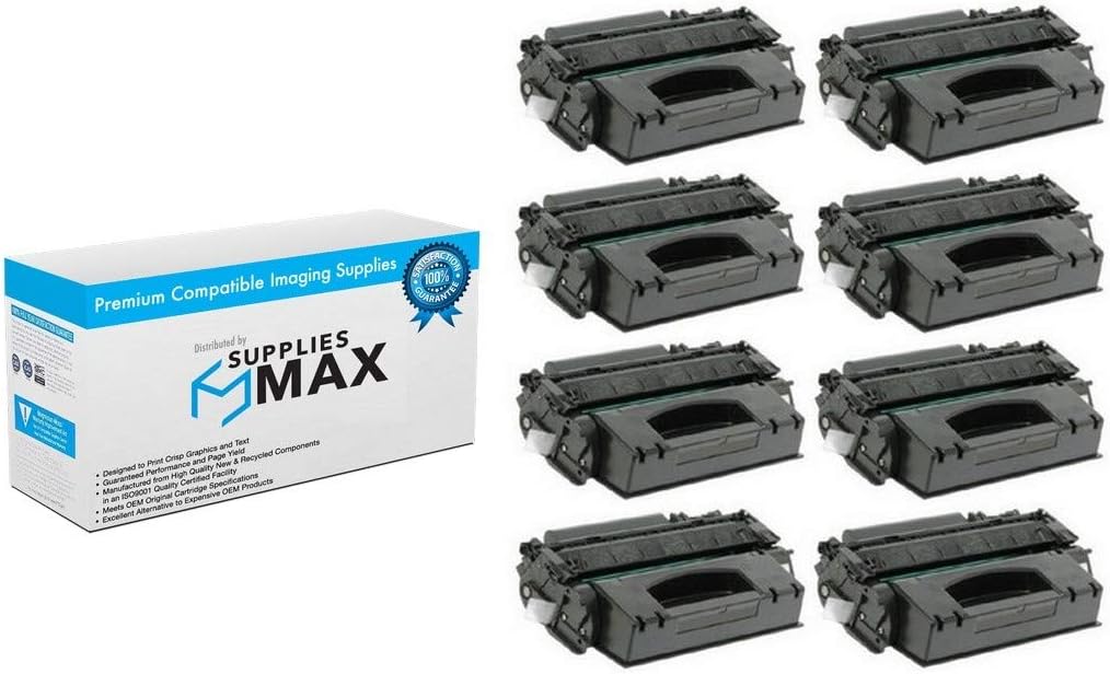 SuppliesMAX Compatible Replacement for HP Laser Jet M2727NFS/P2010/P2014/P2015/P2015D/P2015DN/P2015N/P2015X Jumbo Toner Cartridge (8/PK-9000 Page Yield) (NO.53XJ) (Q7553XX_8PK)