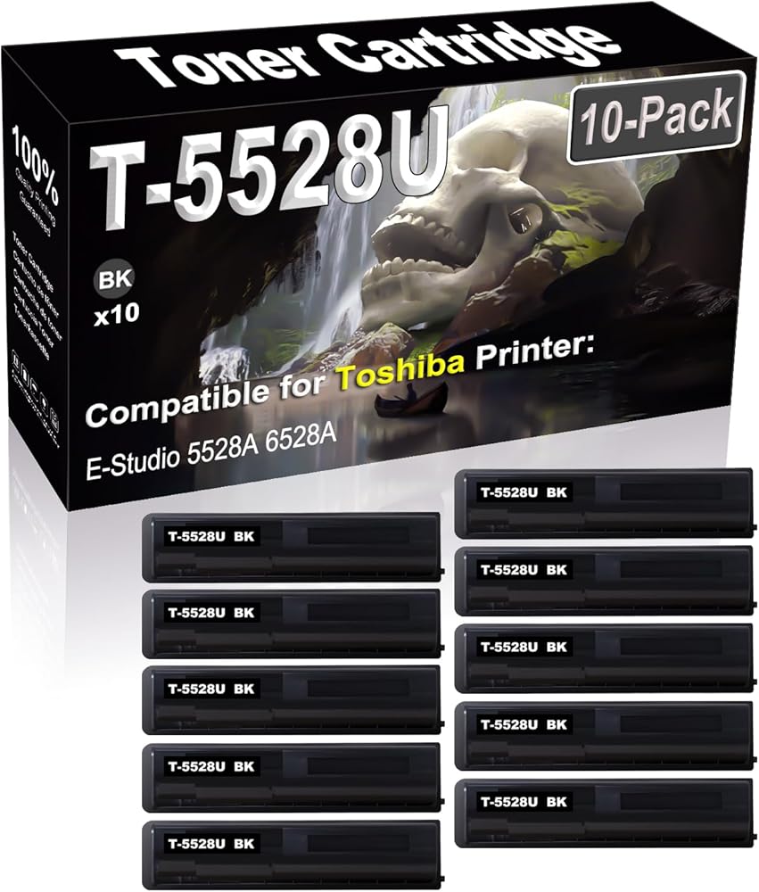 SINIYA 10-Pack (Black) Compatible E-Studio 5528A 6528A Laser Printer Cartridge (High Capacity) Replacement for Toshiba T-5528U T-5528U-K Printer Cartridge