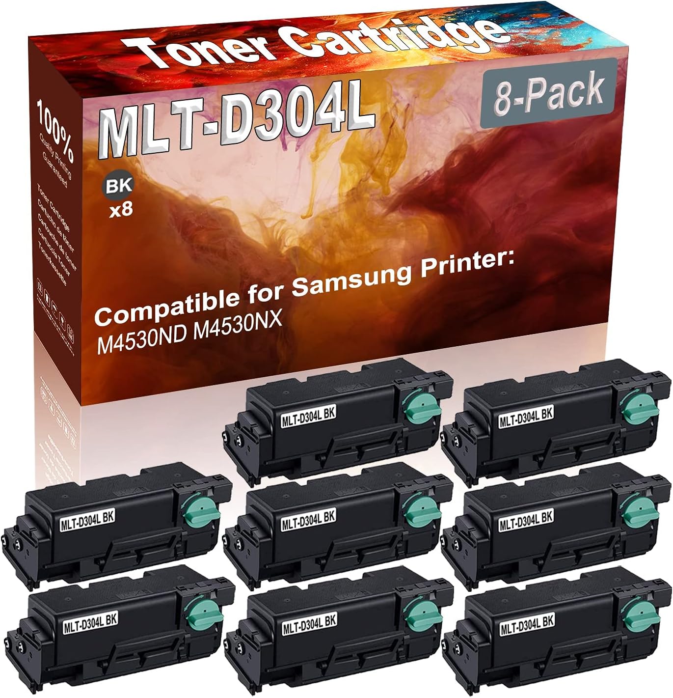 8-Pack (Black) Compatible High Yield MLT-D304L Printer Cartridge use for Samsung M4530ND M4530NX Printer