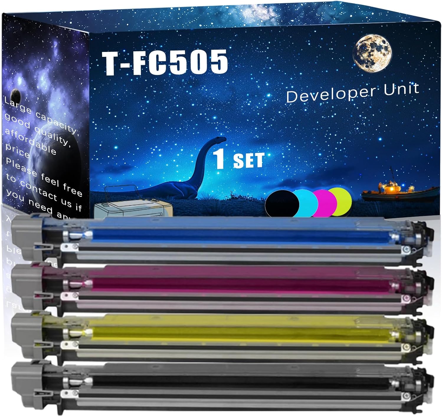 MUCQL T-FC505 Developer Unit Compatible for Toshiba E-Studio 2515AC 3015AC 3515AC 4515AC 5015AC Printers,with Chip Large Printing Demands (4-Pack BK/C/M/Y)