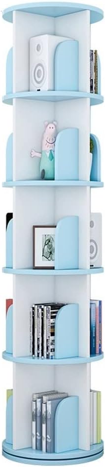 IOCCIOBB Bookcases Rotating Bookcase Solid Wood Shelf Picture Book Shelf Living Room Multi-Level Storage Shelves (Color : Blue, Size : 39 * 162cm)