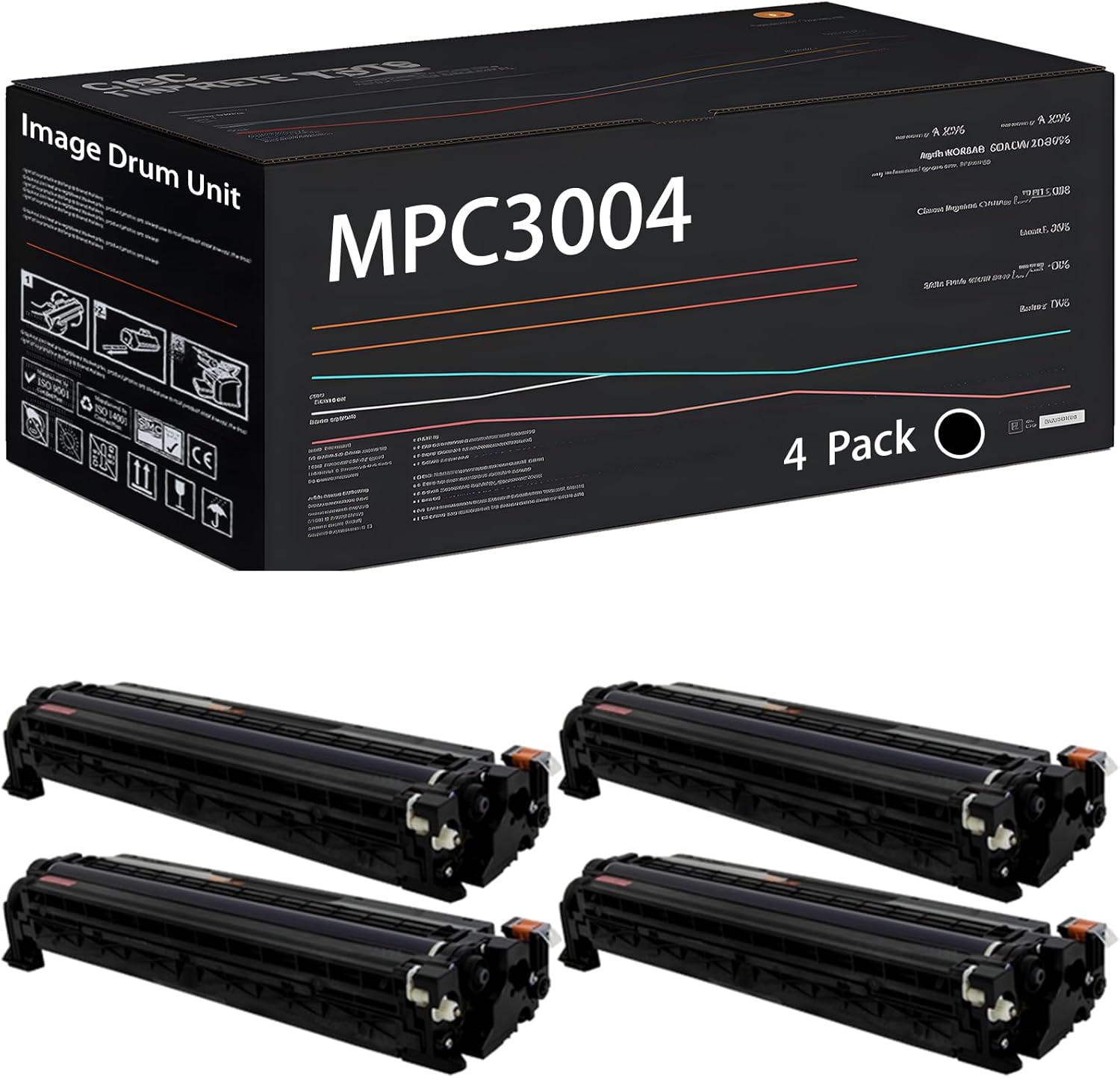 UVUMB Compatible with Ricoh MPC3004 Image Drum Unit Work for Ricoh MP C3004 MP C3504 Printers, with Chip, High Yield 110000 Pages, High-Definition Printing (4 Pack Black)