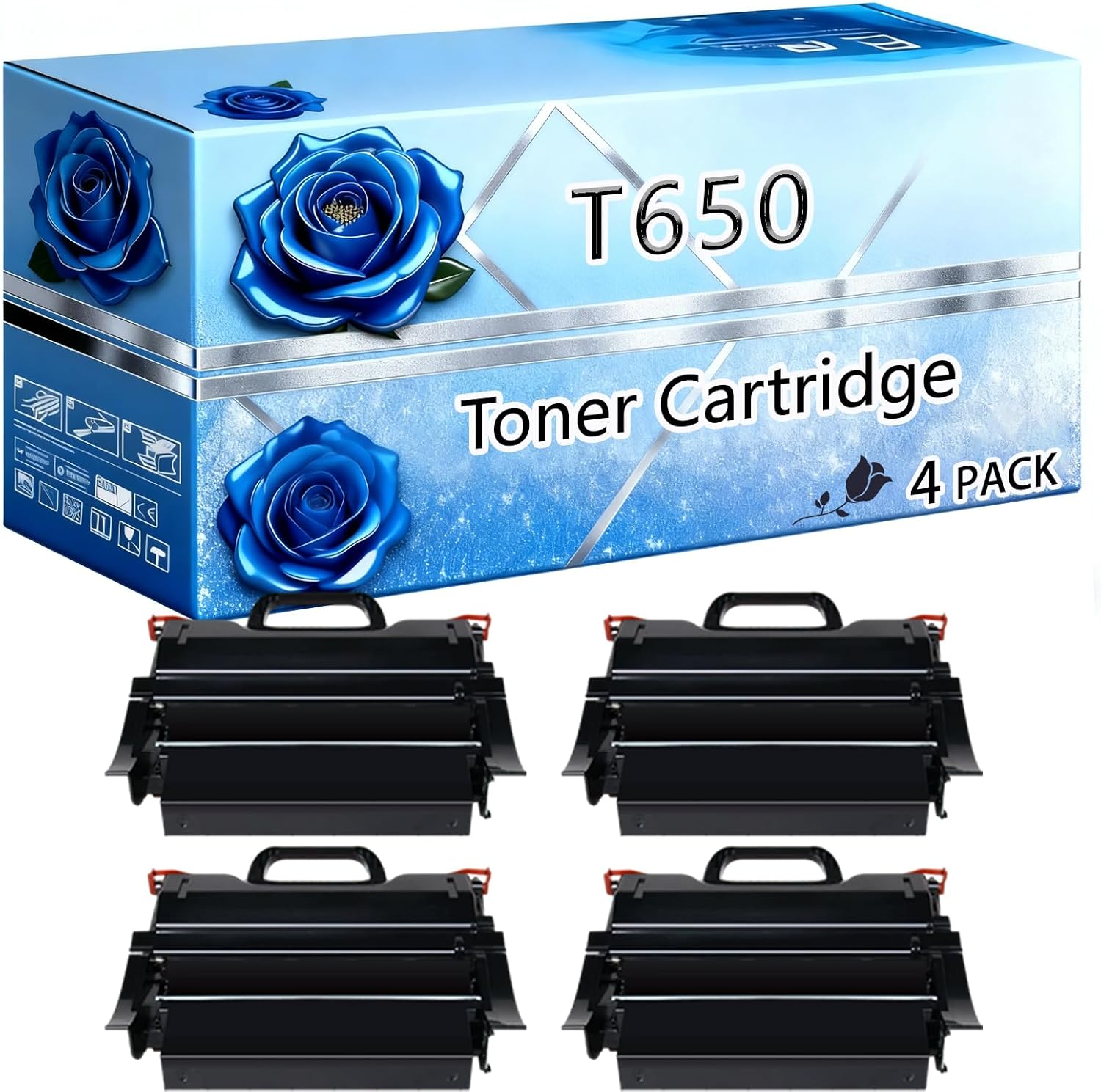 BIVOL Compatible Toner Cartridge Replacement for Lexmark T650 High Yield 46000 Pages T650 T652 T654 T656 Printers (4 Pack Black)