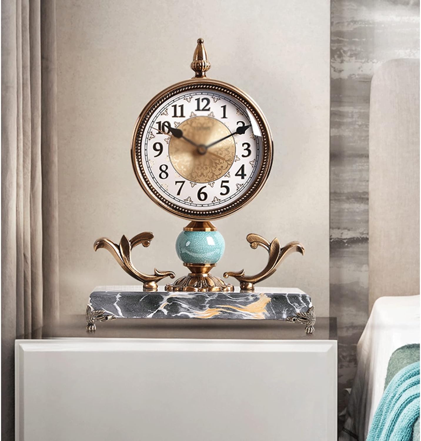 IIPOSAQQ Alarm Clock Non-Ticking Battery Operated Decorative Small Mini Analog Modern Shelf Desk Table Mantel Clock for Home Office Living Room Bed Room Desk Clock