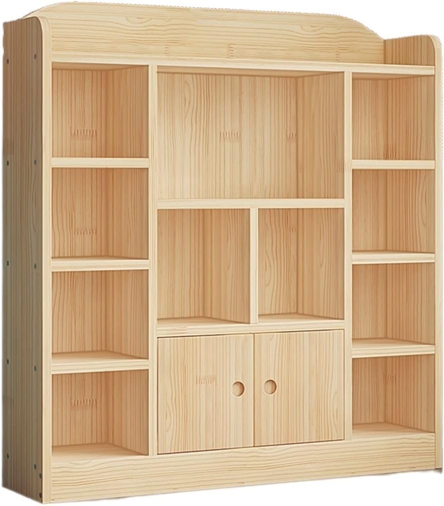 KIZQYN Bookcase Children's Bookshelf Floor-to-Ceiling Bookcase Shelf Living Room Bookcase with Door Student Storage Cabinet Bedroom Bookshelf Bookshelf (Color : B)