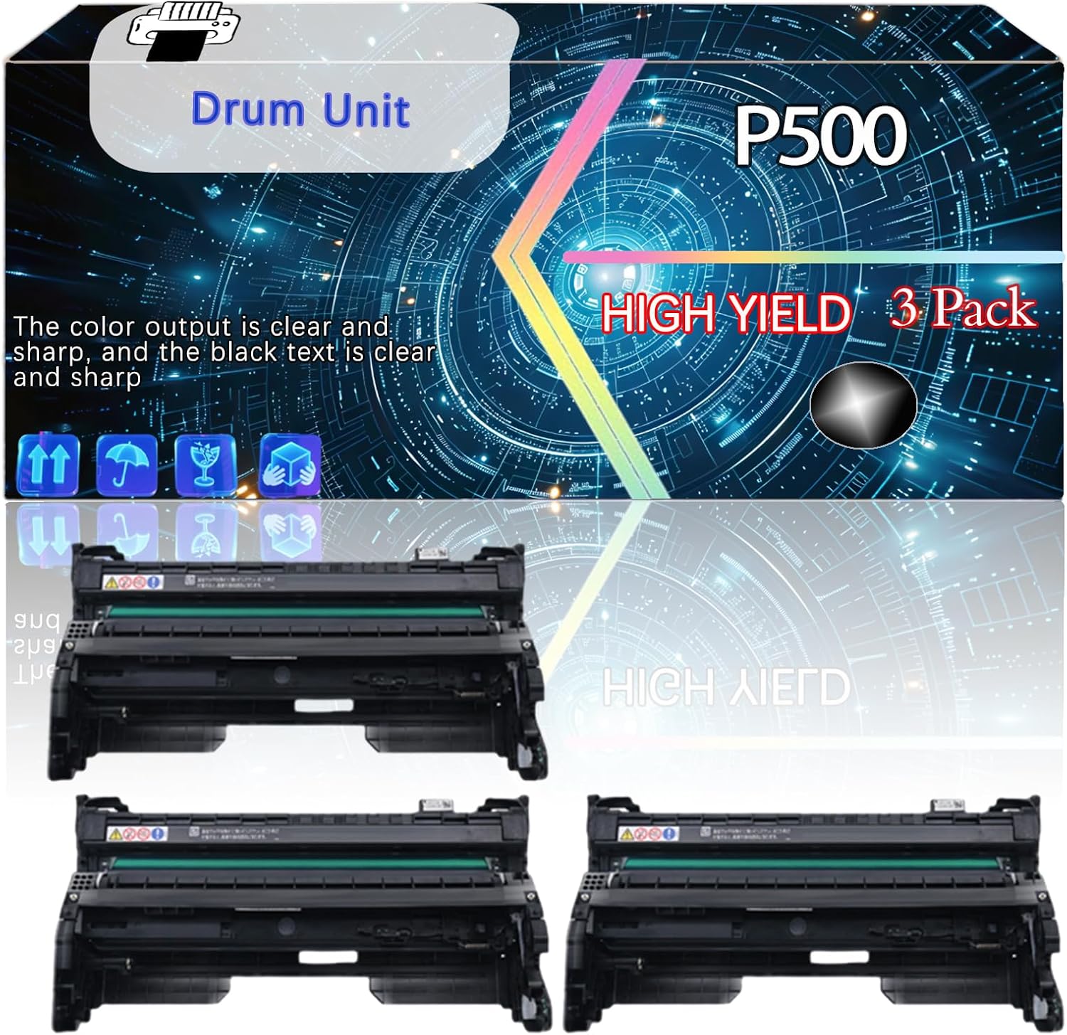 CEECN Compatible for Ricoh P500 Replacement Drum Unit Used with P501 P501M P500 P500M IP500SF IM430fb IM430fbtl Printers, High Production Multiple Options (3 Pack Black)