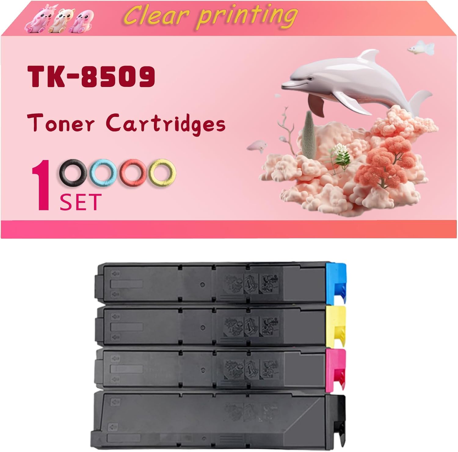 LECUU TK-8509 Toner Cartridges Compatible for Copystar CS4550ci CS4551ci CS5550ci CS5551ci Printers, High Yield 30000 Pages, Clear Bright Colors (4-Pack BK/C/M/Y)