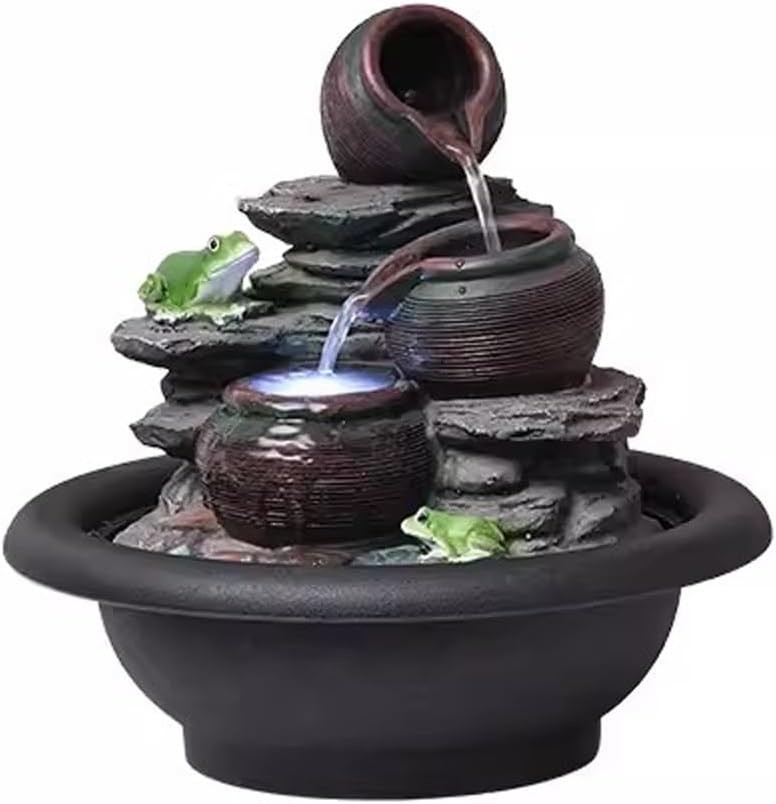Tabletop Fountain Flowing Water Decoration Fountain Chinese Style Rockery Home Decoration Gift Office Opening Desktop Decoration Water Fountain (Color : 02) (4)
