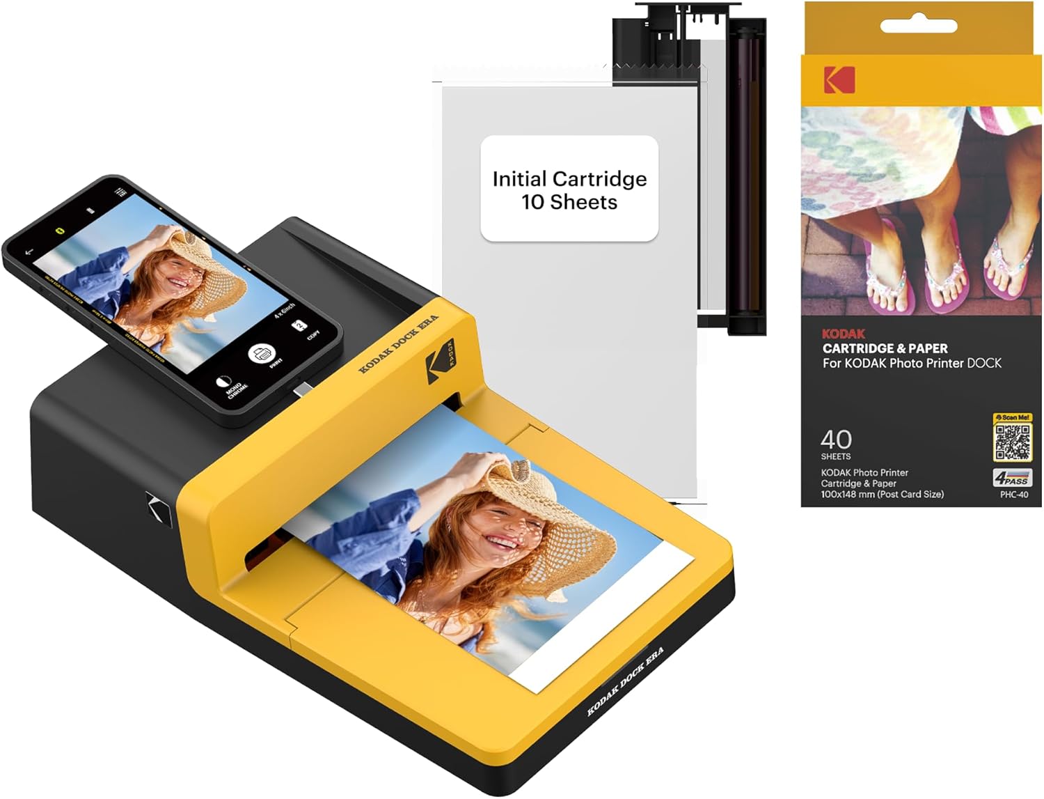 KODAK Dock ERA Plus 4PASS Instant Photo Printer, 4x6 inches, 50 Sheets Bundle