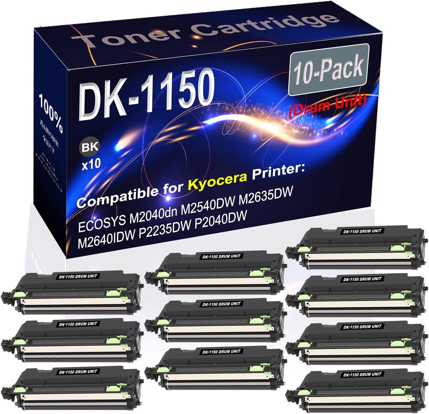 Kolasels 10-Pack Compatible DK-1150 DK1150 302RV93140 Laser Drum Unit Used for Kyocera ECOSYS M2040dn M2540DW M2635DW Printer (Black, High Yield)