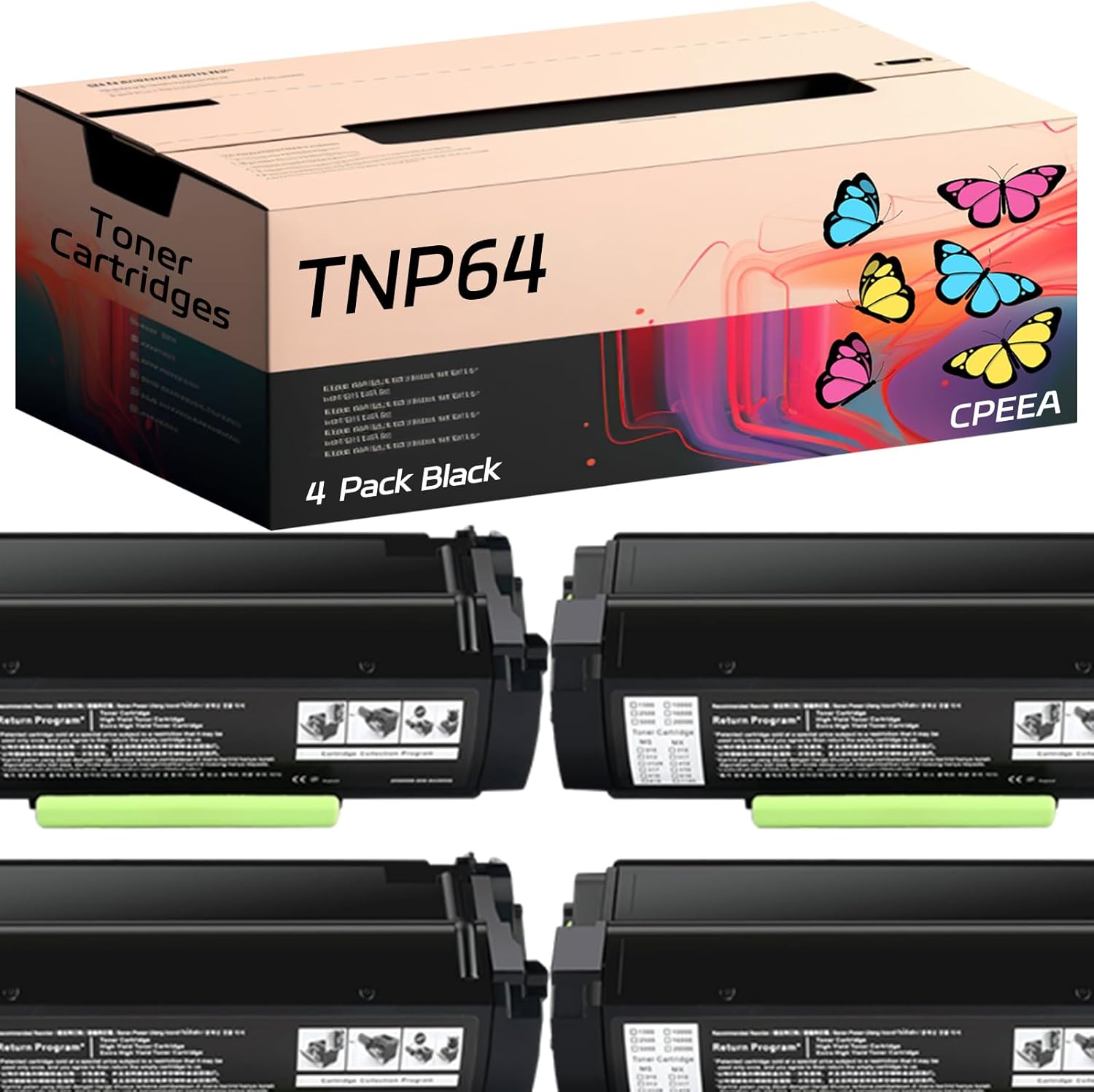 Compatible for Konica Minolta TNP64 Toner Cartridges Work for Konica Minolta bizhub 4752 4052 Printers, with Chip, High Yield 35000 Pages, Clear Printing (4 Pack Black)