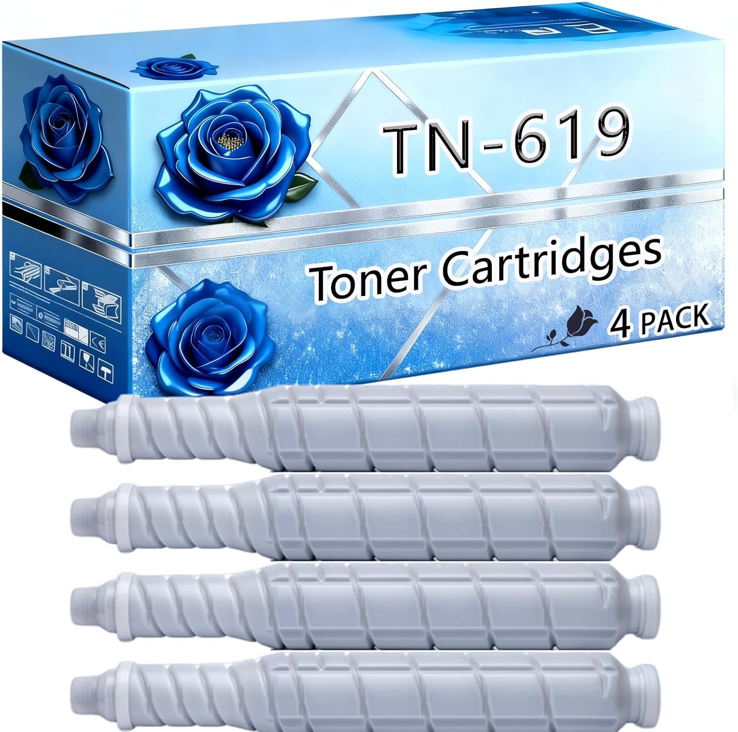 BIVOL TN-619 Toner Cartridges Compatible for Konica Minolta AccurioPress C2060 C2070 C3070 C3080 C3080P C4070 C4080 bizhub Press C1060 C1070 Printer (4 Pack Black)