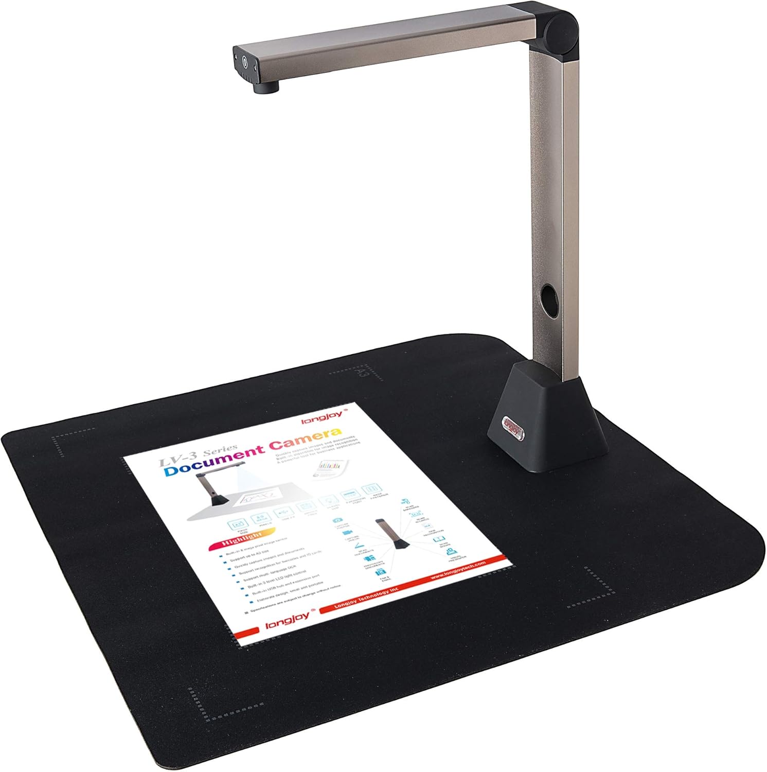 Longjoy Document Camera HD Digital Portable 8MP A3 USB Document Scanner LV-3 Series LV-3800
