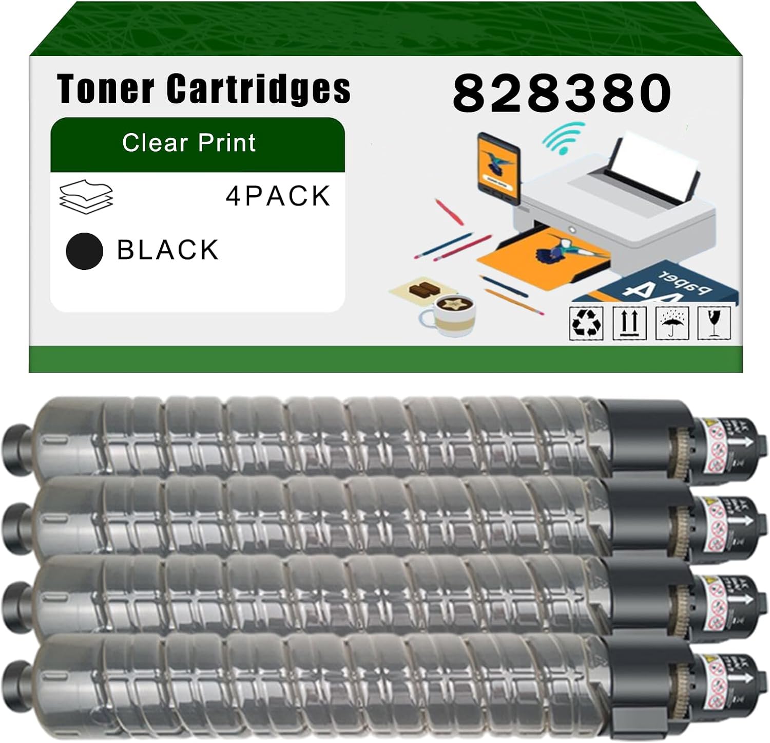 AGNNQ Compatible for Ricoh 828380 Toner Cartridges Pro C9110 Printers, High Yield 68000 Pages Bright Clear Colors (4 Pack Black)