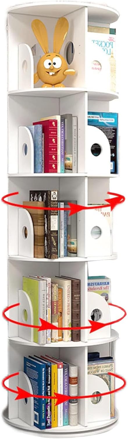 Lsoiup Bookshelf 360 Rotating Small Corner Bookcase Storage Display Rack Standing Shelves, for Home Study Room Office