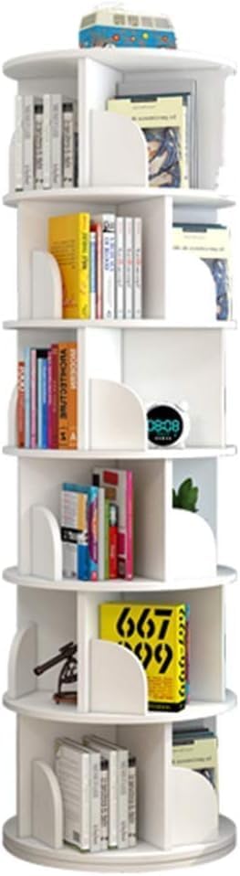 HOBIBA Bookcases 360 degreeRotating Bookshelf Picture Book Stand on Wall Corner Multi-Layer Storage Rack Bookshelf Display Corner Standing Bookshelf(Size:46 * 191cm,Color:White)