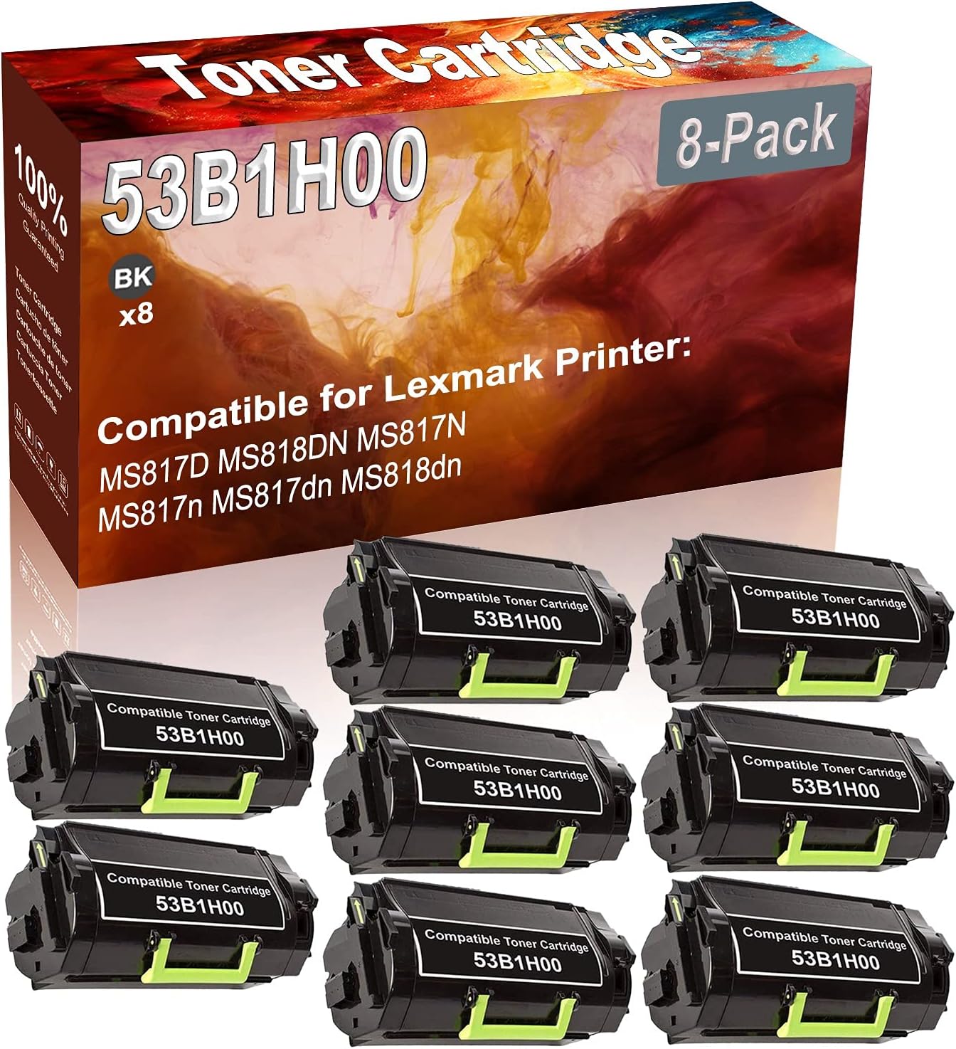 Credibility Store 8-Pack (Black) Compatible MS817D MS818DN MS817N MS817n MS817dn MS818dn Laser Printer Cartridge (High Capacity) Replacement for 53B1H00 Printer Cartridge