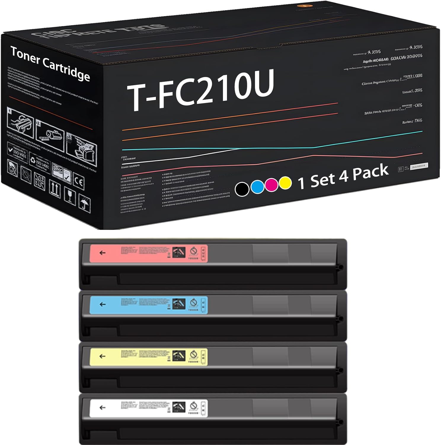 UVUMB T-FC210U Toner Cartridge Compatible for Toshiba E-Studio 2010AC 2510AC Printers, with Chip, High Yield 38000 Pages, High-Definition Printing (Multicolor)