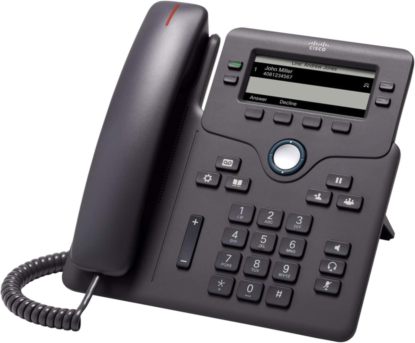 Cisco IP Phone 6851 with Multiplatform Firmware, North American Power Adapter, 3.5-inch Grayscale Display, Class 2 PoE, 4 SIP Registrations, 1-Year Limited Hardware Warranty (CP-6851-3PW-NA-K9=)