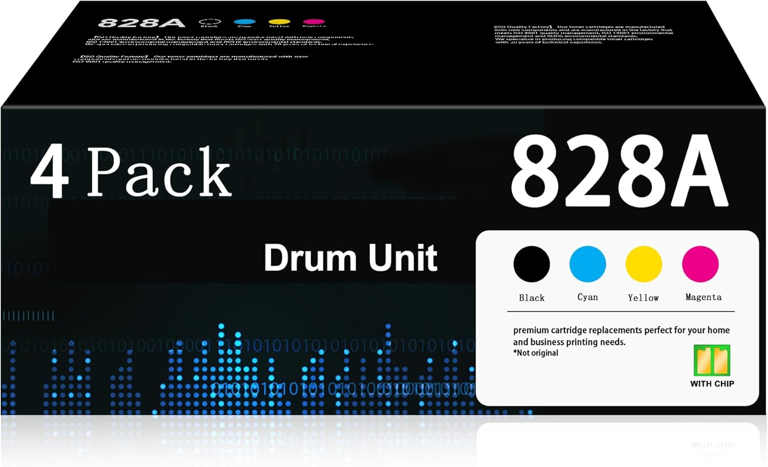 828A Image Drum Unit 4-Pack CF358A CF359A CF364A CF365A Replacement for HP 828A Drum Unit Color Enterprise Flow MFP M880 M880z M880z+ NFC M855 M855x+ M855xh M855dh Printer (Black Cyan Magenta Yellow）