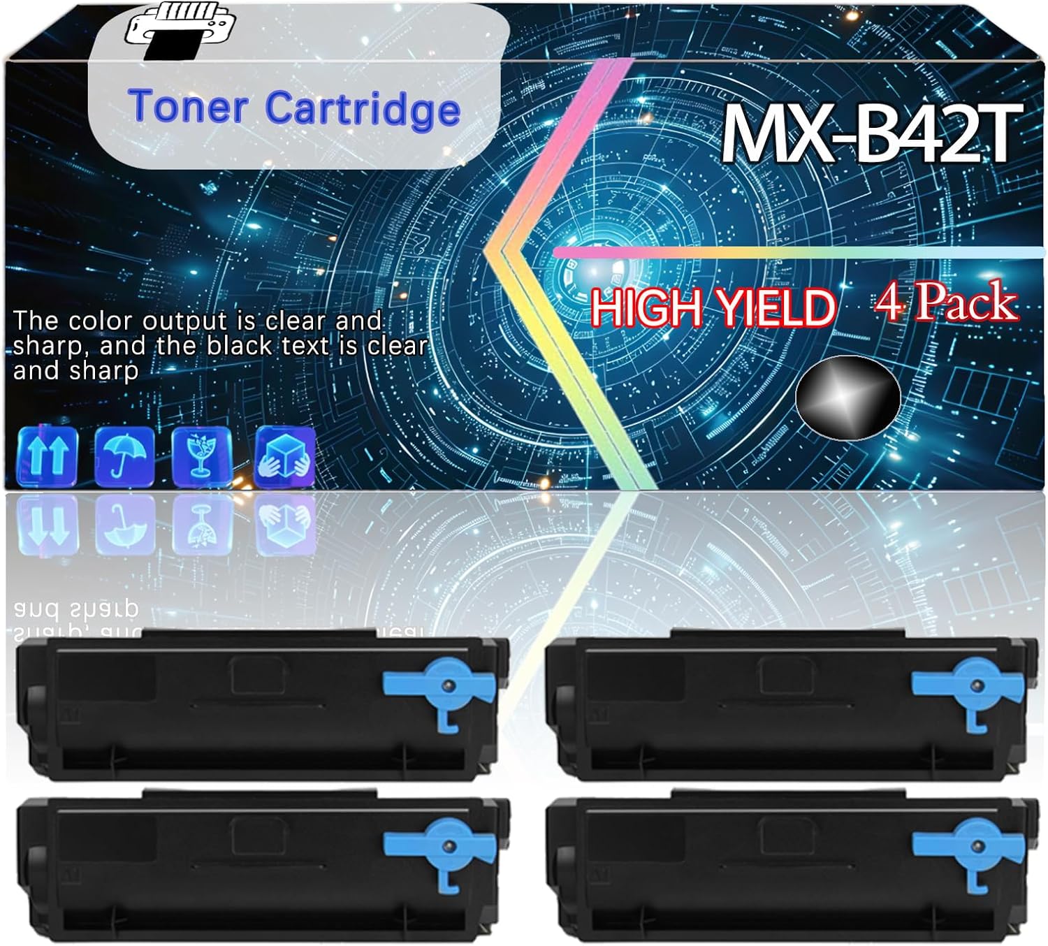 CEECN MX-B42T Compatible for Sharp MX-B427W MX-B427PW Printers, Replacement Toner Cartridge High Yield Printer Accessories (4 Pack Black)