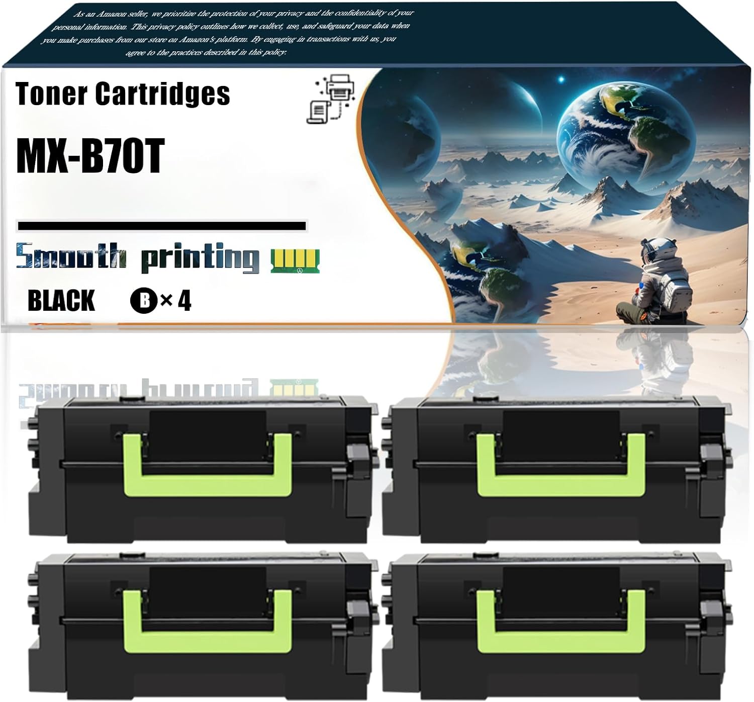 LSSF Replacement Parts Toner Cartridges MX-B70T Compatible with Sharp MX-B557F MX-B557P MX-B707P Printers, Contains Chip and Clear Printing (4 Pack Black)