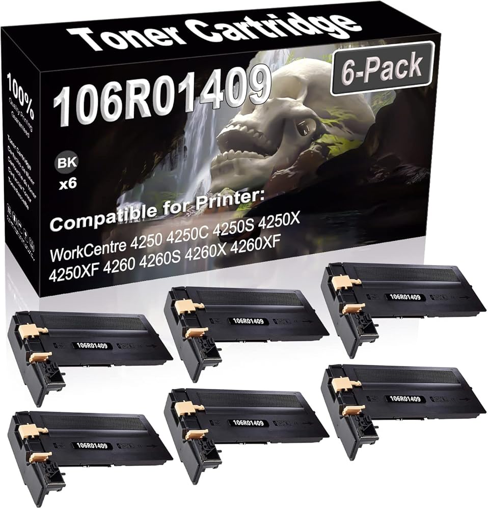 SINIYA 6-Pack Compatible High Capacity 106R01409 Imaging Toner Cartridge use for WorkCentre 4250 4250C 4250S 4250X 4250XF 4260 4260S 4260X 4260XF Printer (Black)