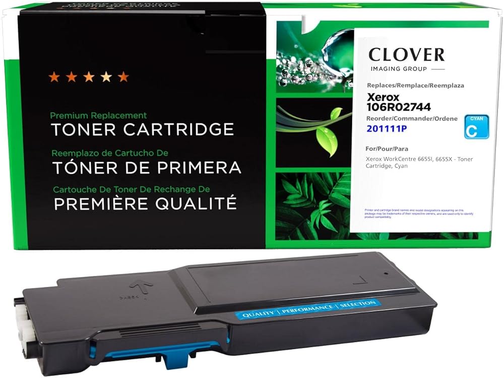 Clover Remanufactured Toner Cartridge Replacement for Xerox 106R02744 | Cyan