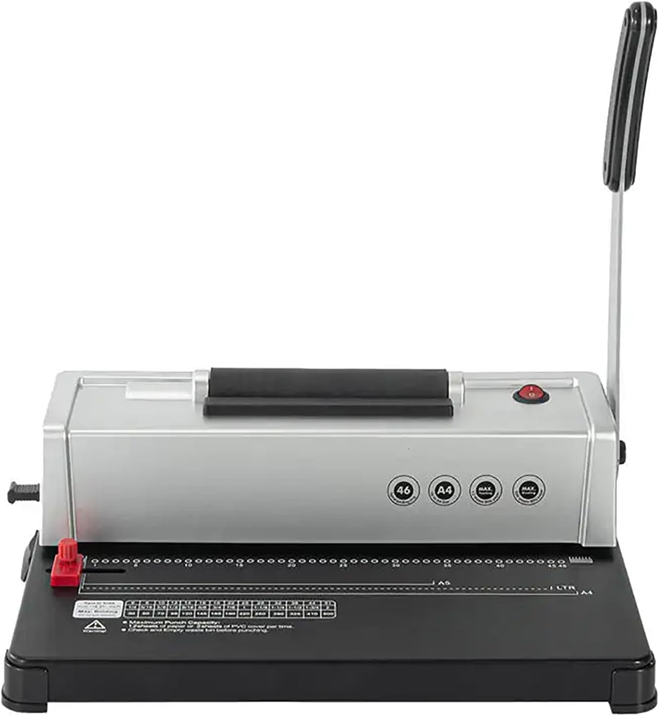 JKSVTF Electric Punch Binder Machine, 46 Hole Comb Binding Machine with Docking Slider and Pull-Out Scrap Box, Adjustable 3 Margins and 12 Sheets/time Punching, No Fringe, for A4/A3/A2