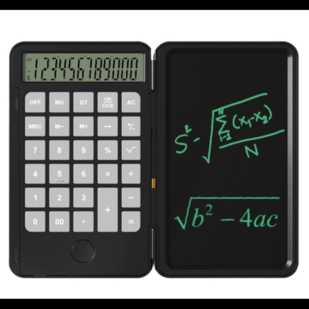 12 Digit Calculator with Writing Table 6.5 Inch LCD Display Writing Board Calculators for Students Tax Calculators Office (Color : Black)