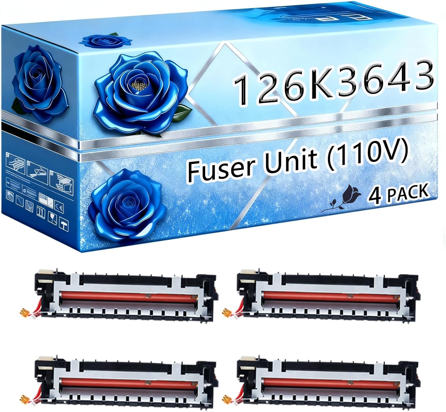 BIVOL Compatible Fuser Unit (110V) Replacement for Xerox 126K36430 High Yield 100000 Pages Phaser 6510 6510DN 6510DNI 6510DNM 6510N Printers (4 Pack Black)