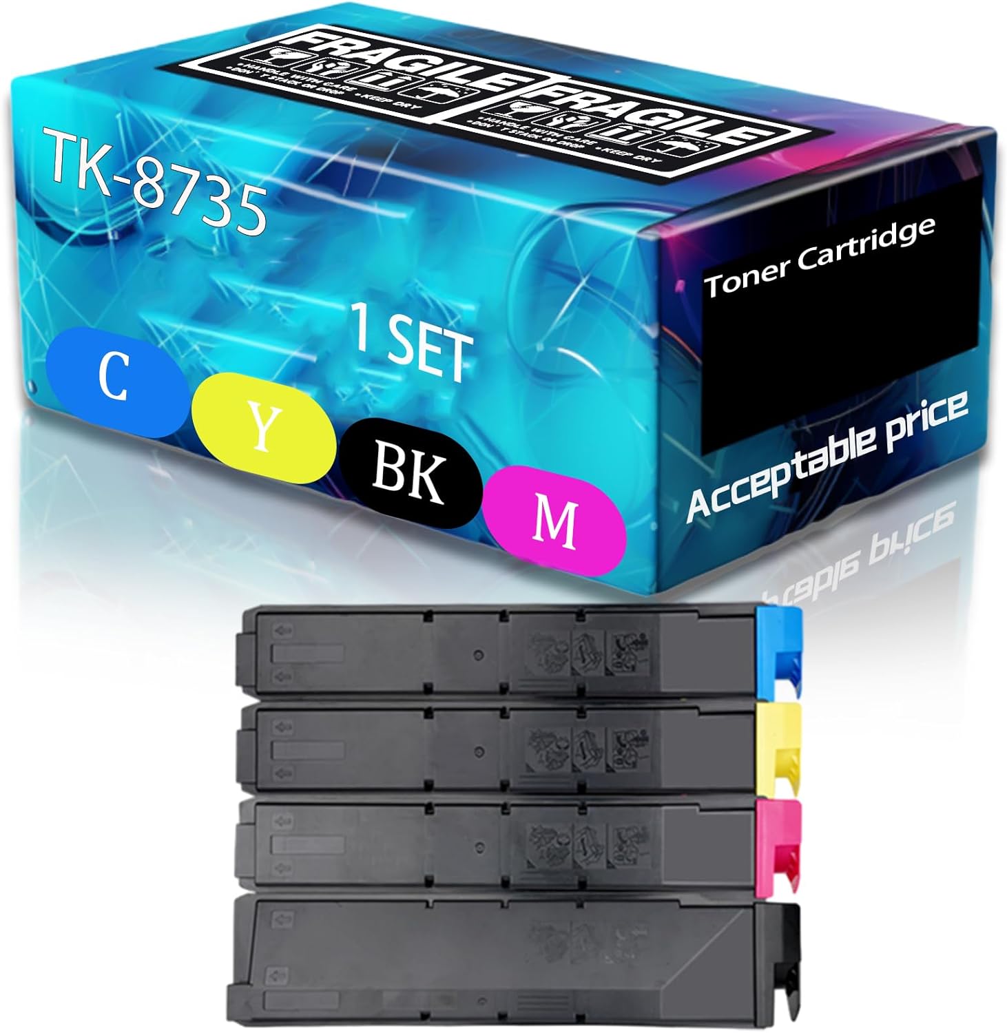 MUCQL TK-8735 Toner Cartridge Compatible for Kyocera TK-8735BK TK-8735C TK-8735M TK-8735Y Taskalfa 7052ci 7353ci 8052ci 8353ci Printer, high Printing Page Count 85000 Pages. (Multicolor)