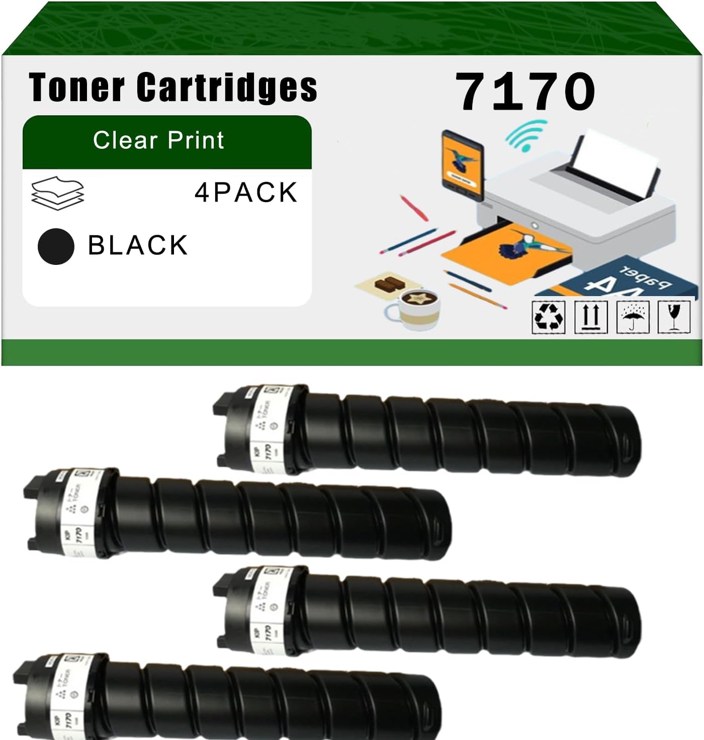 AGNNQ Compatible for KIP 7170 Toner Cartridges Z340970010 7170 Printers, High Yield 6000 Pages Bright Clear Colors (4 Pack Black)