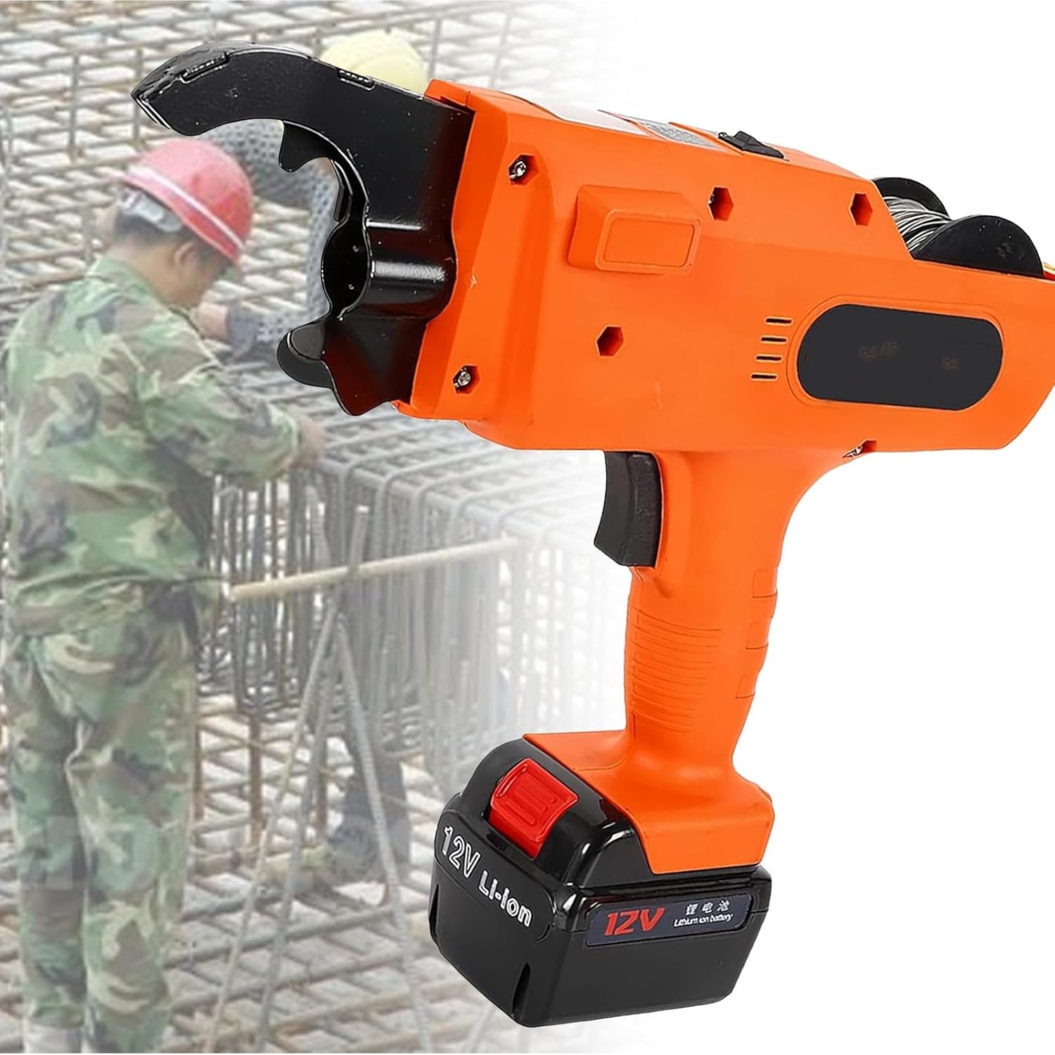 VNATWGOO 6-24 mm/8-34 mm Rebar Tier Tying Machine, Cordless Electric Rebar Tie Gun, Automatic Steel Bar Tying Binding Tool, with 2pcs 1500mAh Removable Batteries,A