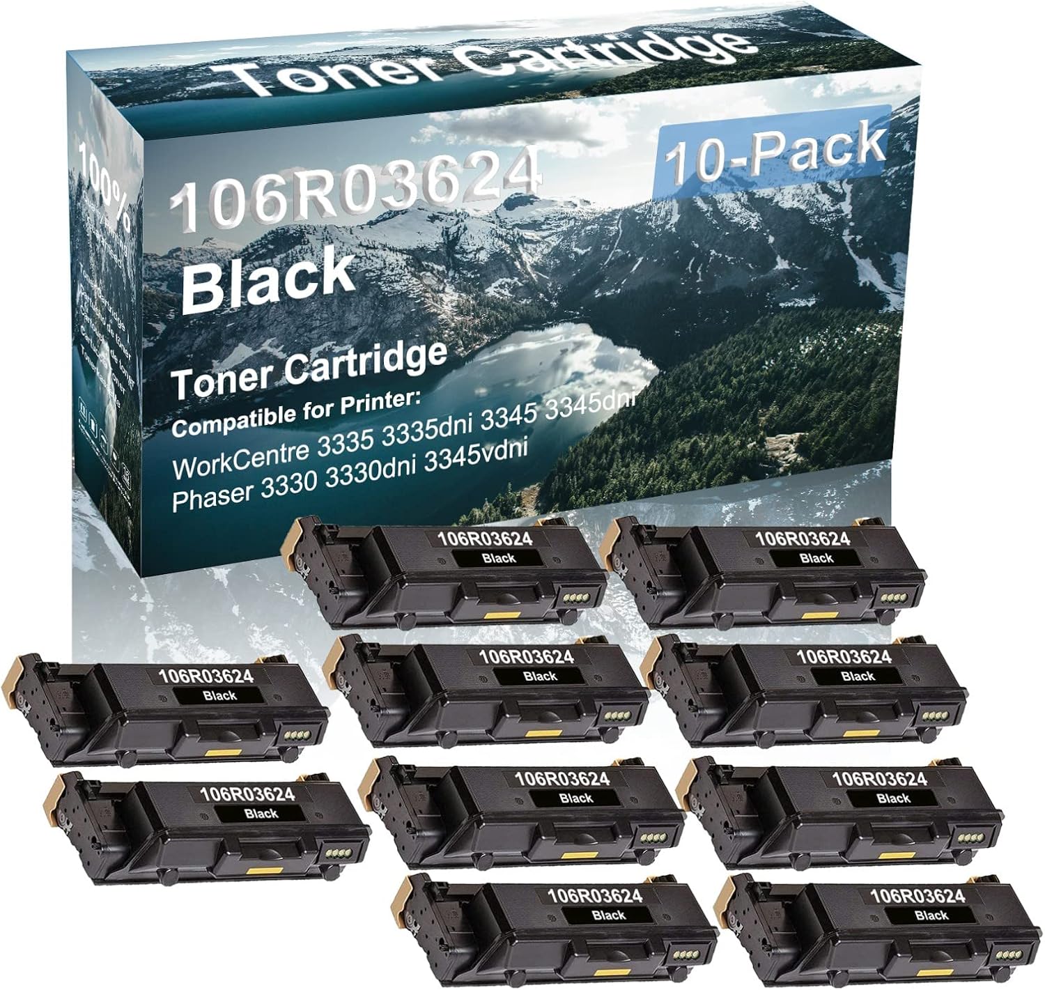 Credibility Store 10-Pack Compatible High Yield 3345 3345dni Printer Cartridge Replacement for 106R03623 106R03624 Toner Cartridge (Black)